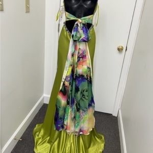 Muti color designer evening gown.